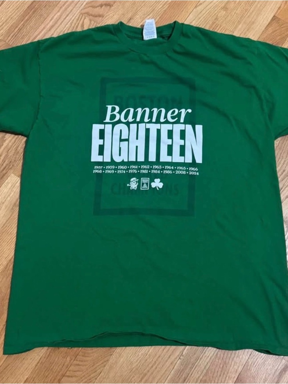 Boston Celtics Banner Eighteen 2024 Championship T-Shirt Size XL